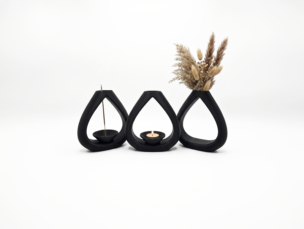 Porta Incienso, Vela y Jarrón minimal